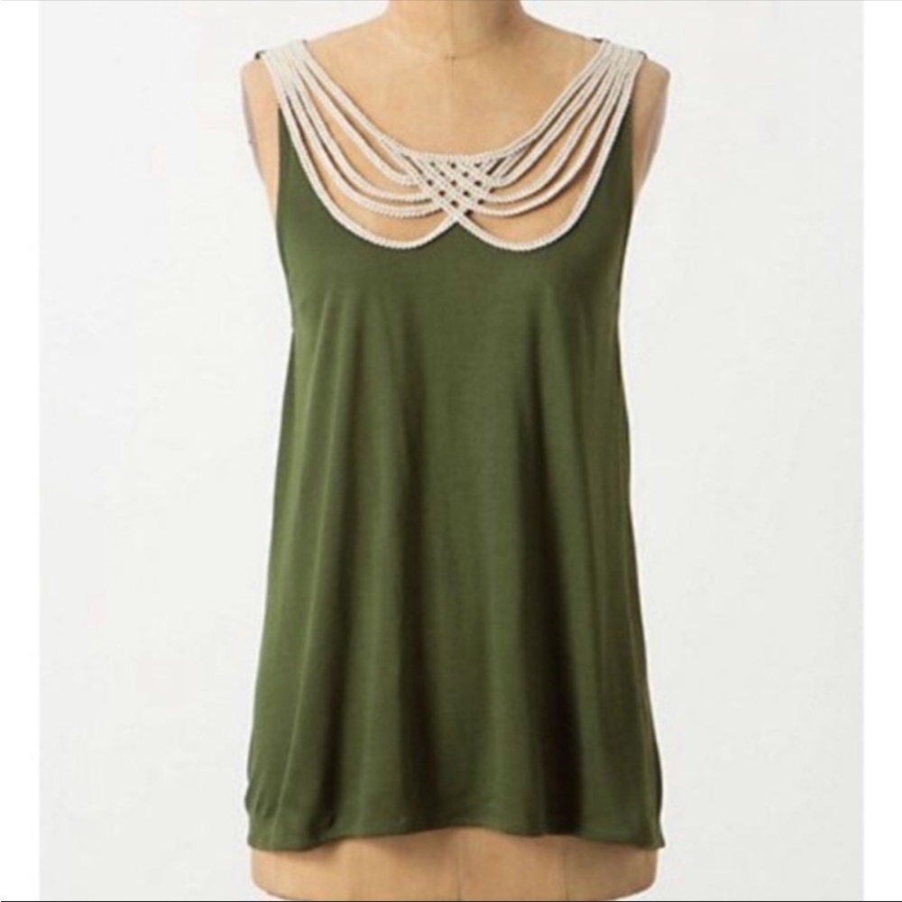Anthropologie Leifnotes Scalloped Strings Tank Size XS